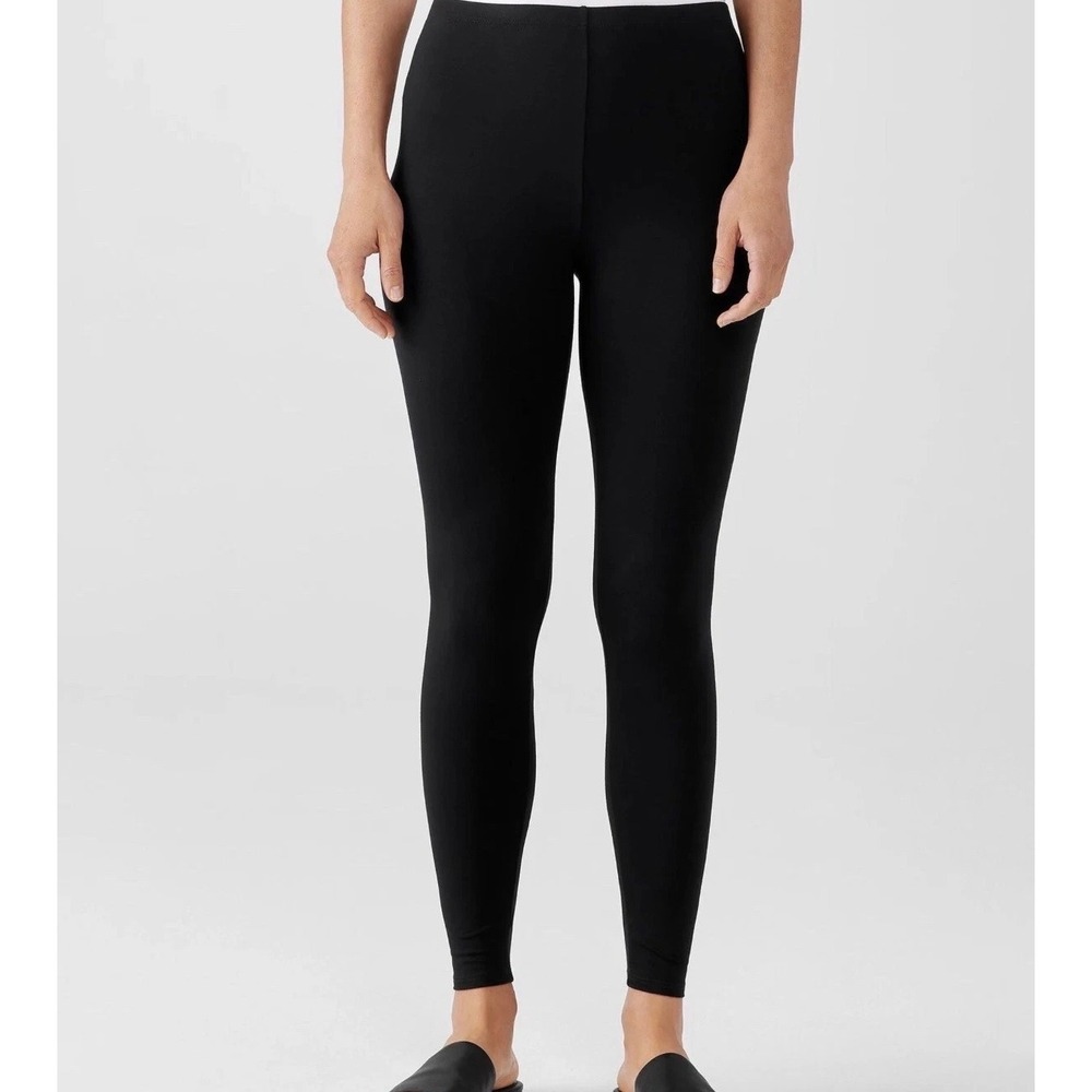Eileen Fisher S Jersey Leggings High Rise Viscose Spandex Black Small